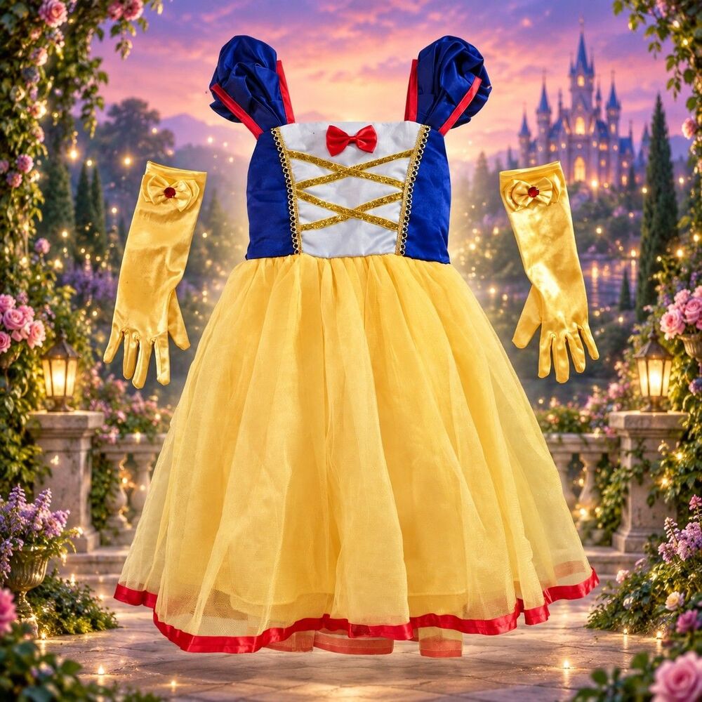 Real Beauty Snow White Girls Size 120 5 6 Princess Halloween Costume Gloves C100